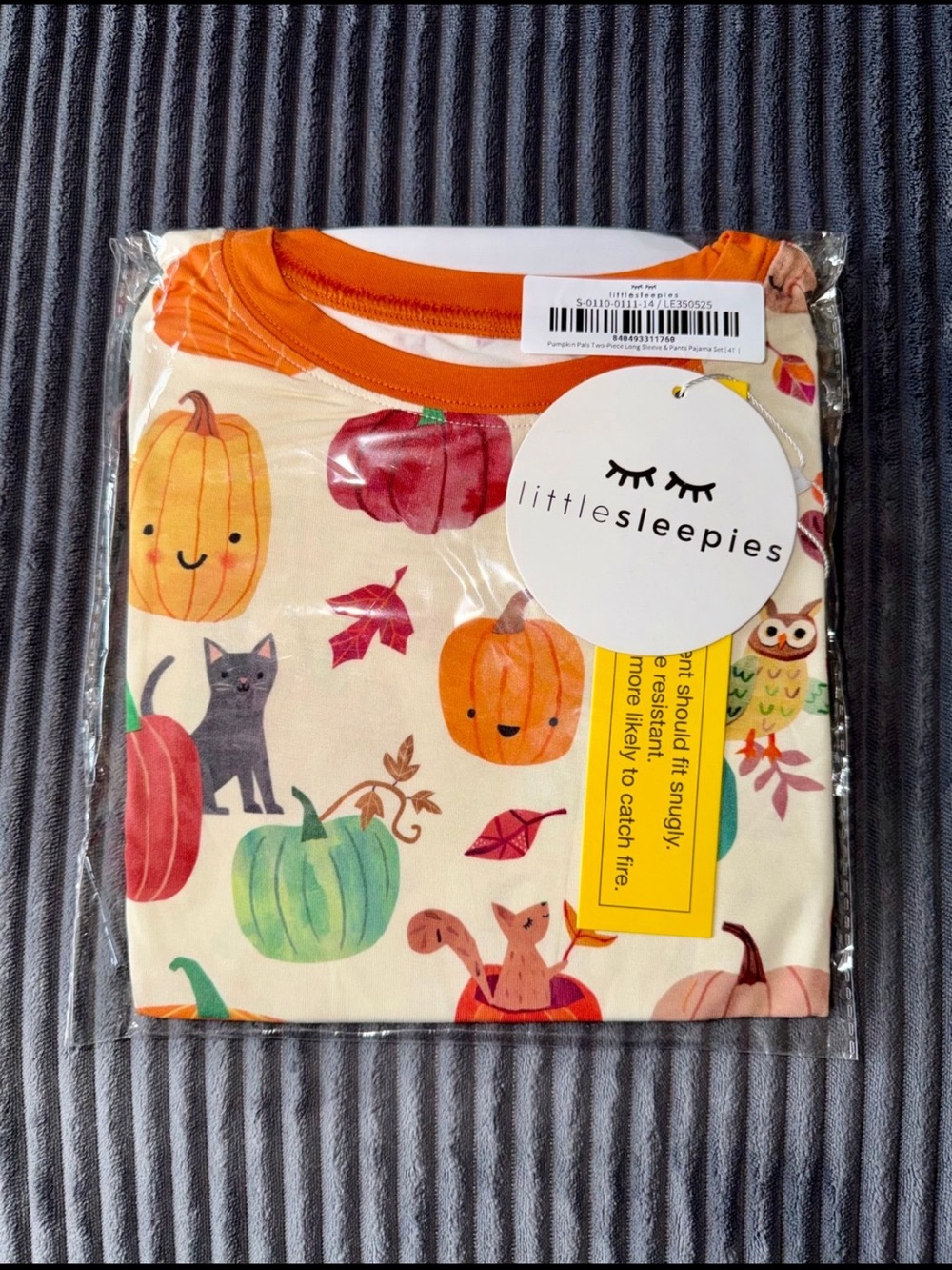 Little Sleepies 4T Pumpkin Pals Long Sleeve + Pants bamboo